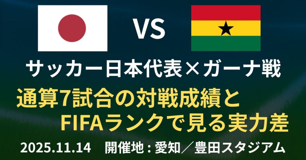 日本代表×ガーナ戦 過去の戦績とFIFAランクで見る実力差【2025年11月14日 サッカー】